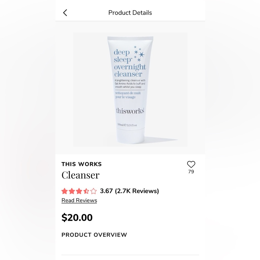 NWOT Overnight Cleanser